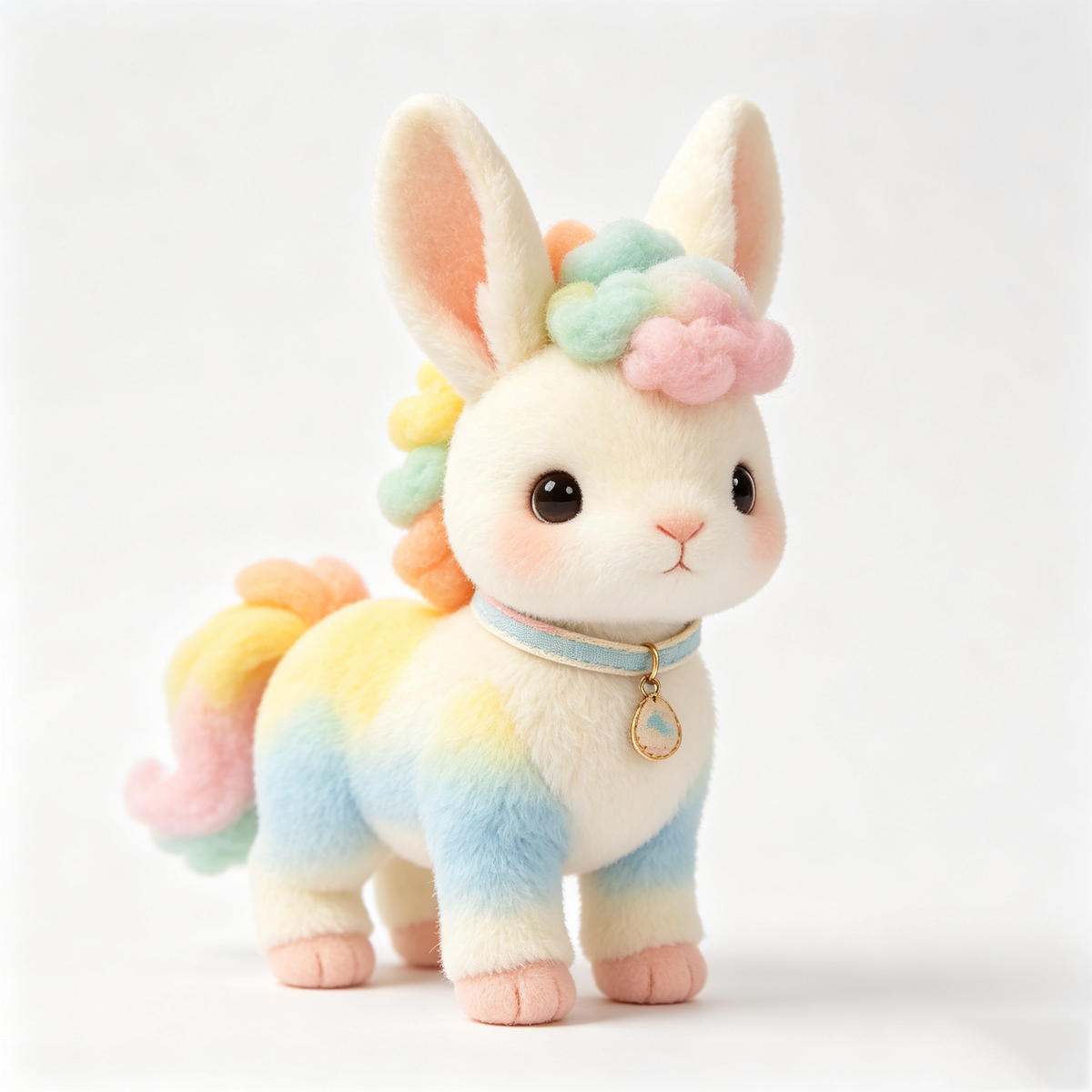 Rainbow Gradient Unicorn Bunny Plush Toy