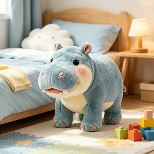 Soft Blue Hippopotamus Plush Toy