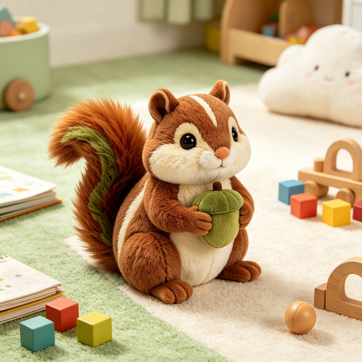 Brown Squirrel Plush Toy With Acorn