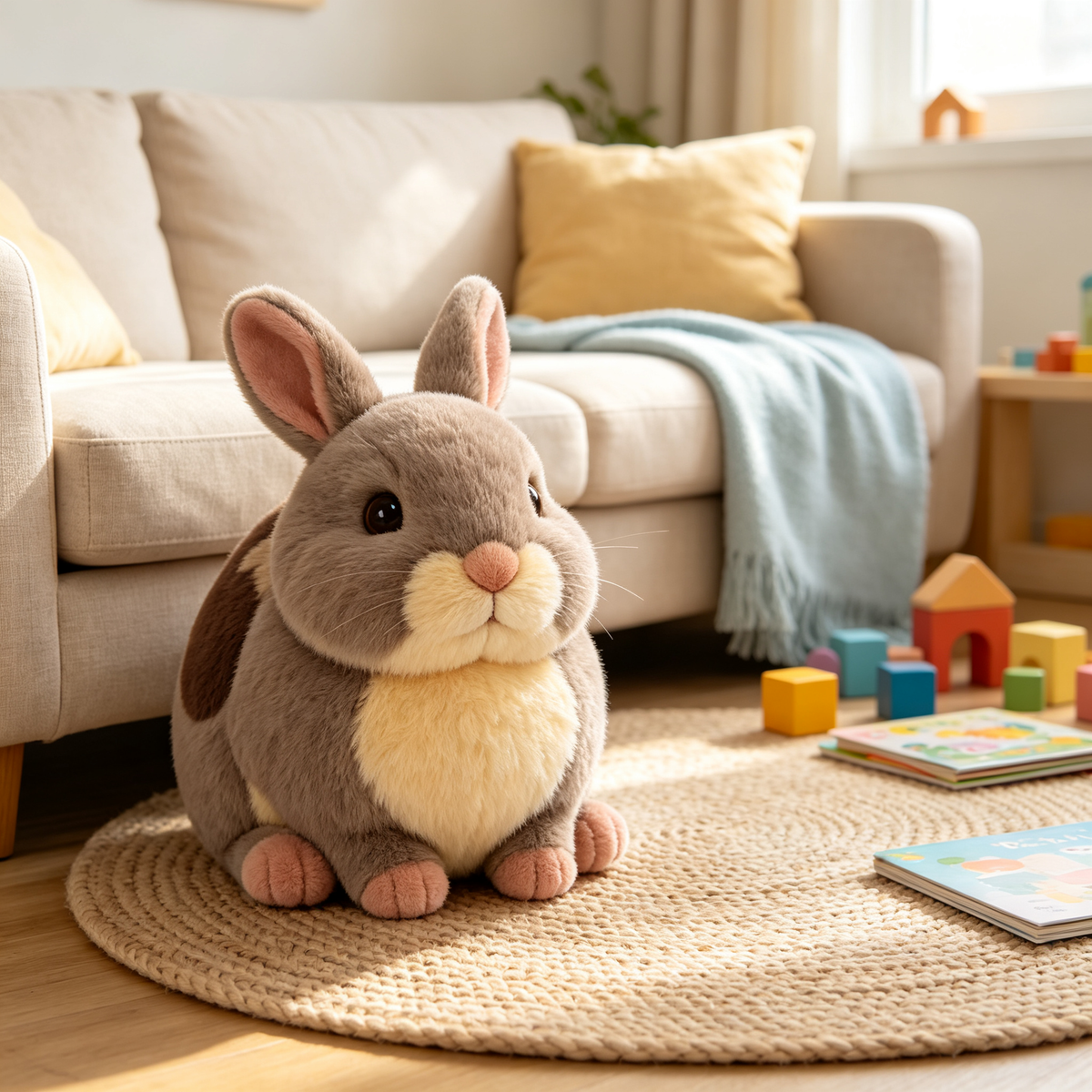 Soft Grey Bunny Stuffed Toy