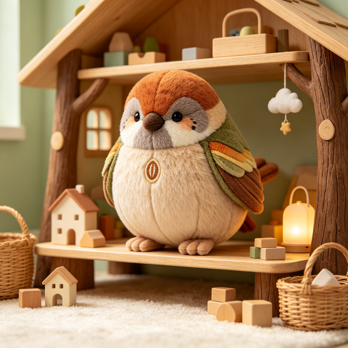 Round Sparrow Stuffed Bird Plush