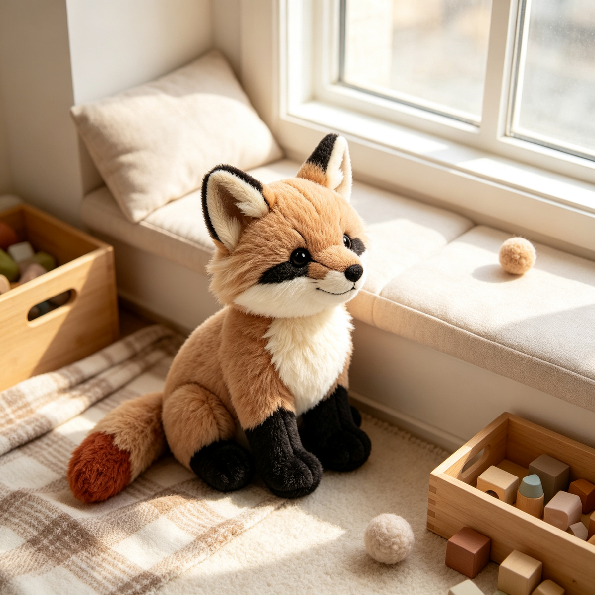 Sitting Light Brown Fox Plush Toy
