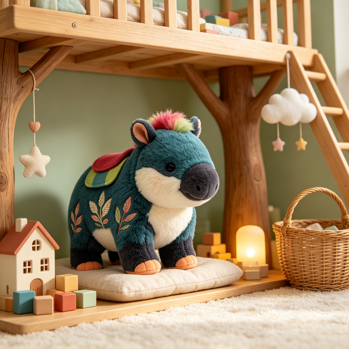 Embroidered Teal Tapir Plush Toy
