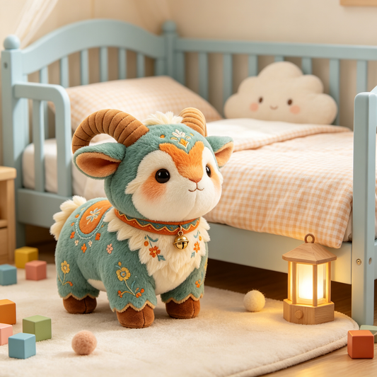 Embroidered Green Ram Plush Toy