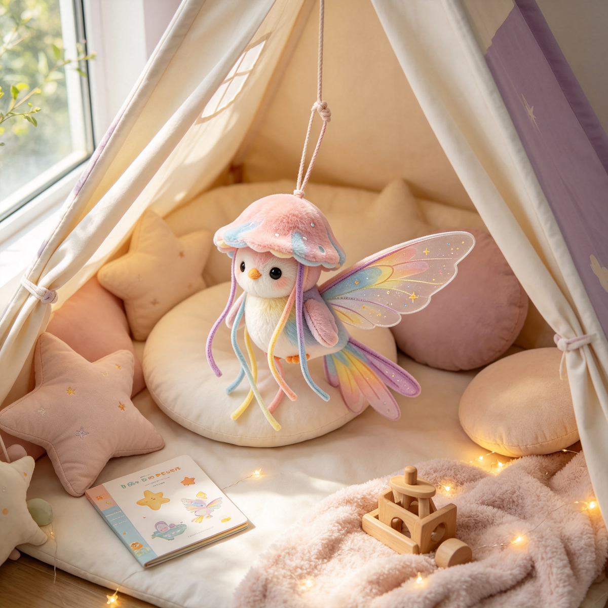Jellyfish Hat Winged Bird Plush Ornament