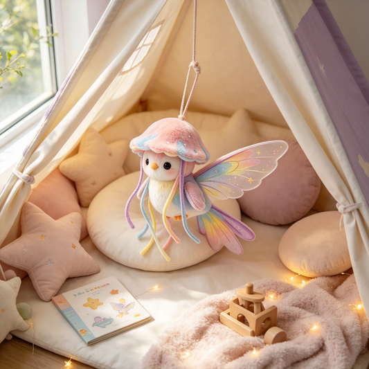 Jellyfish Hat Winged Bird Plush Ornament
