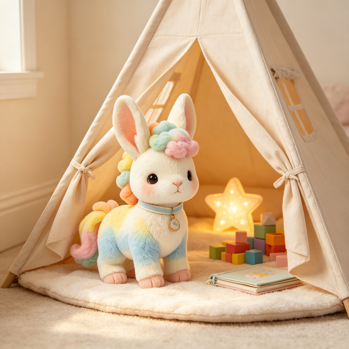 Rainbow Gradient Unicorn Bunny Plush Toy