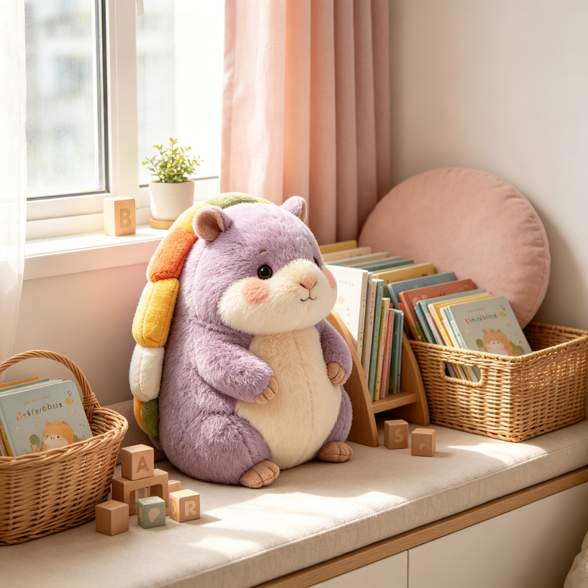 Purple Hamster Stuffed Toy With Colorful Shell