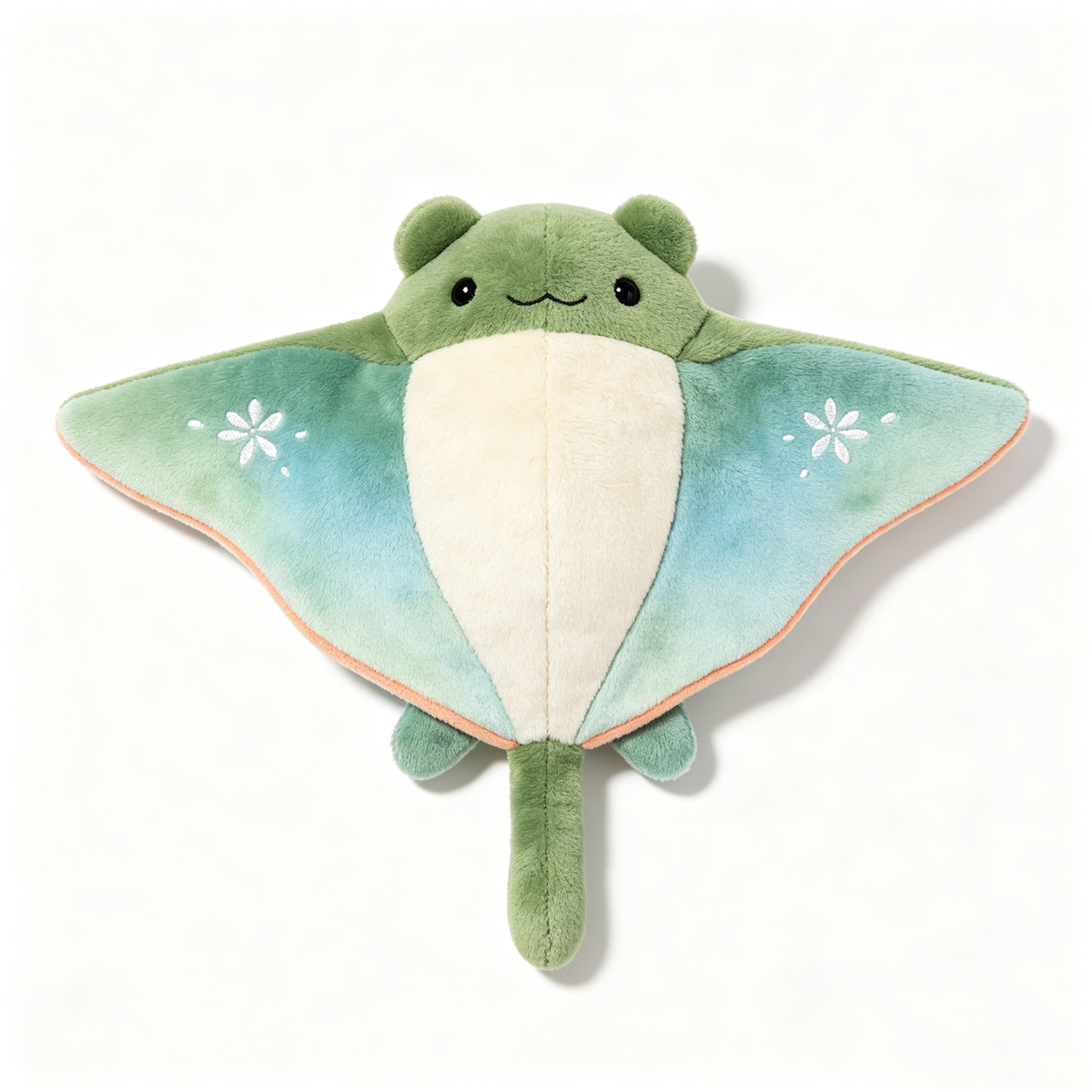 Green Floral Manta Ray Plush Toy