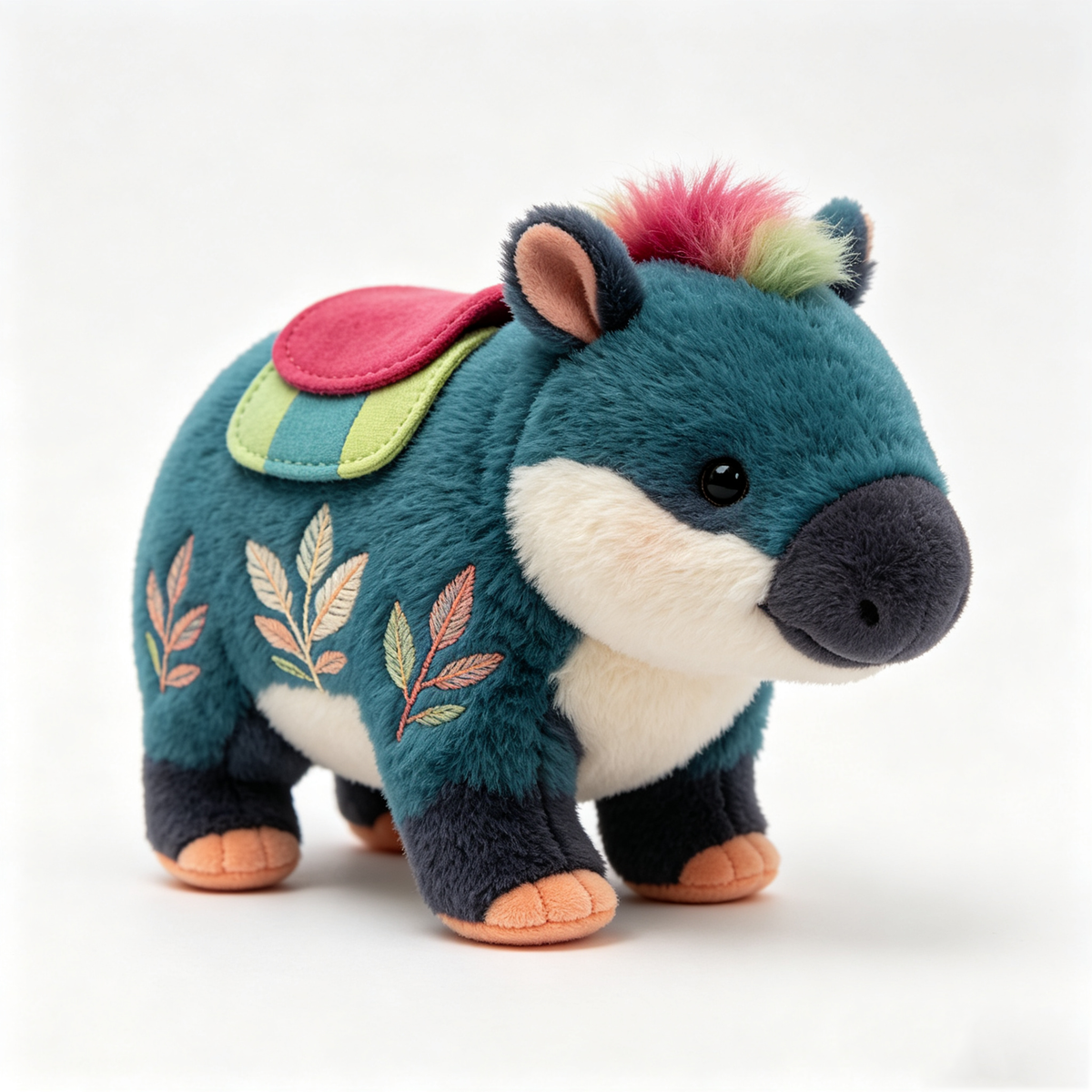 Embroidered Teal Tapir Plush Toy