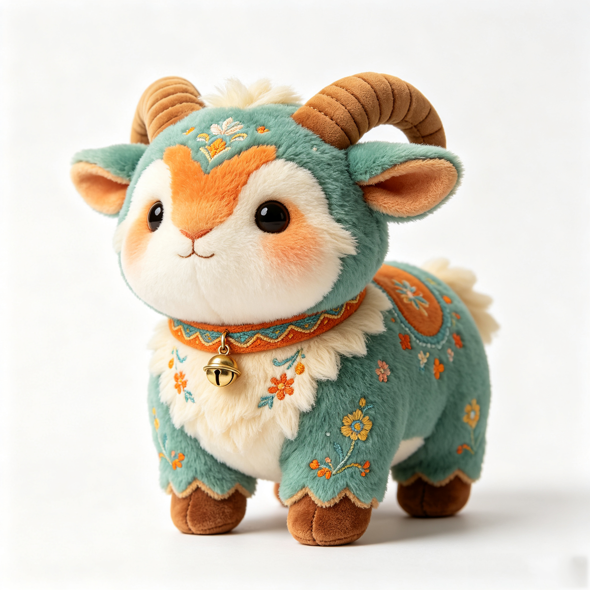 Embroidered Green Ram Plush Toy