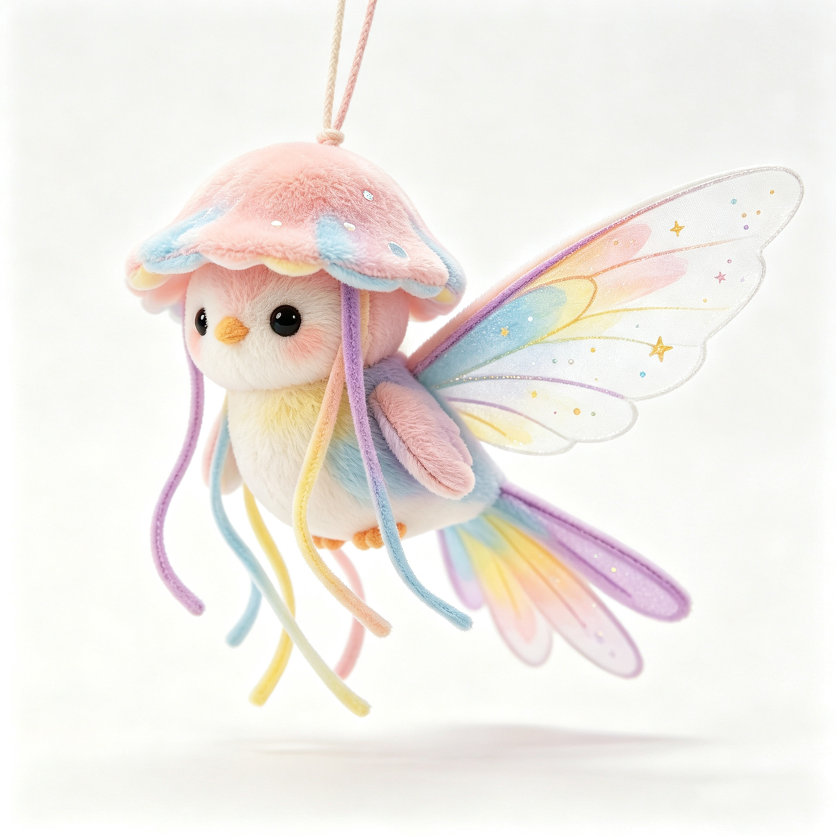 Jellyfish Hat Winged Bird Plush Ornament