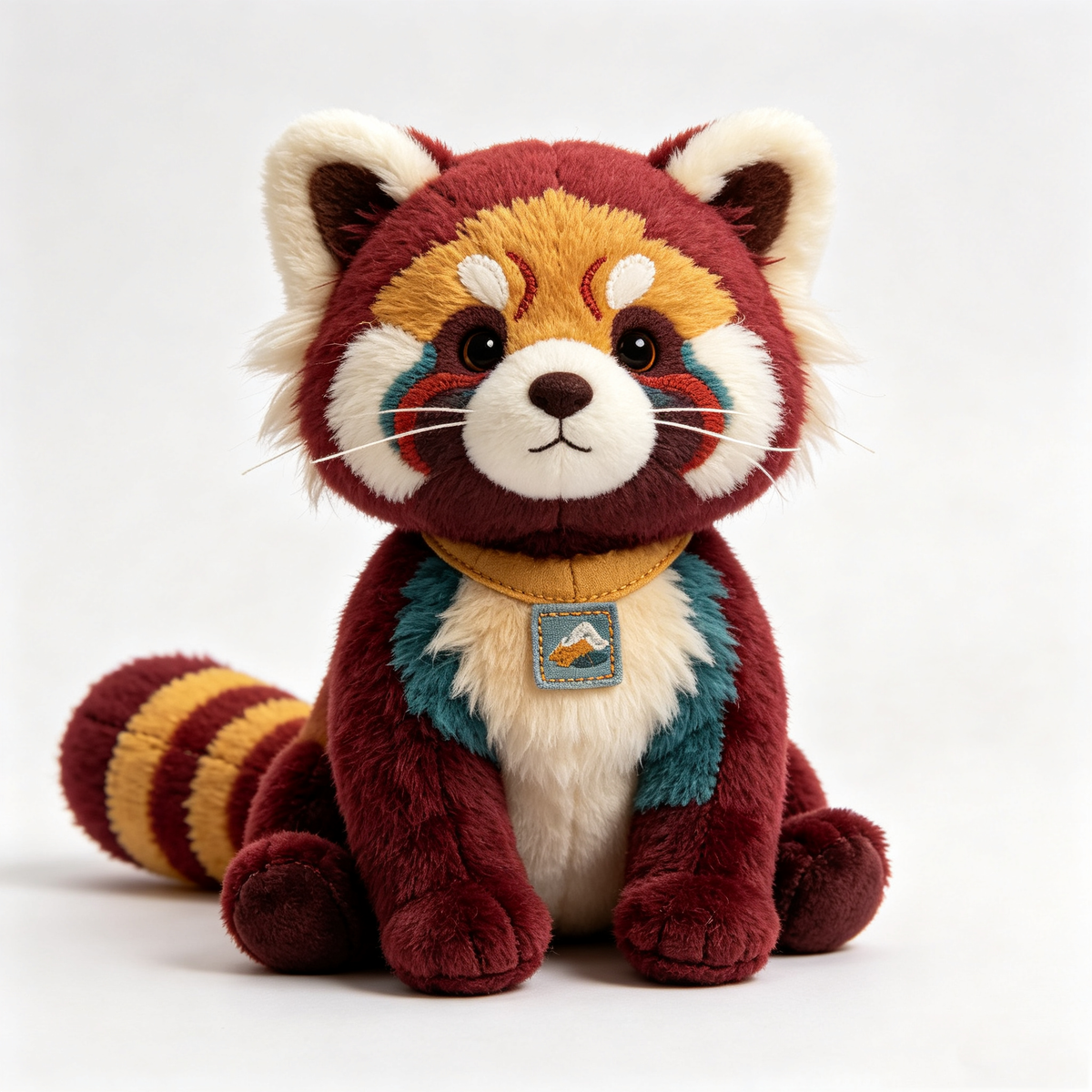 Vintage Patchwork Red Panda Plush Toy
